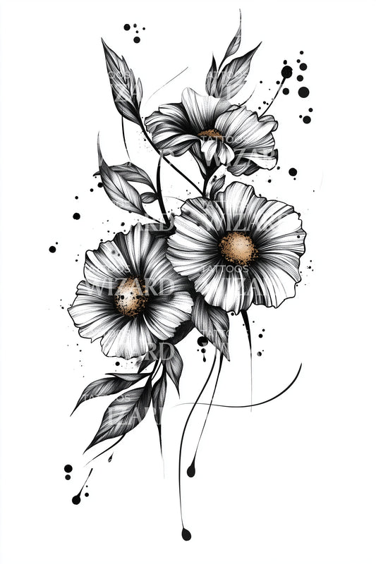 Vild prästkrage spray tatuering illustration