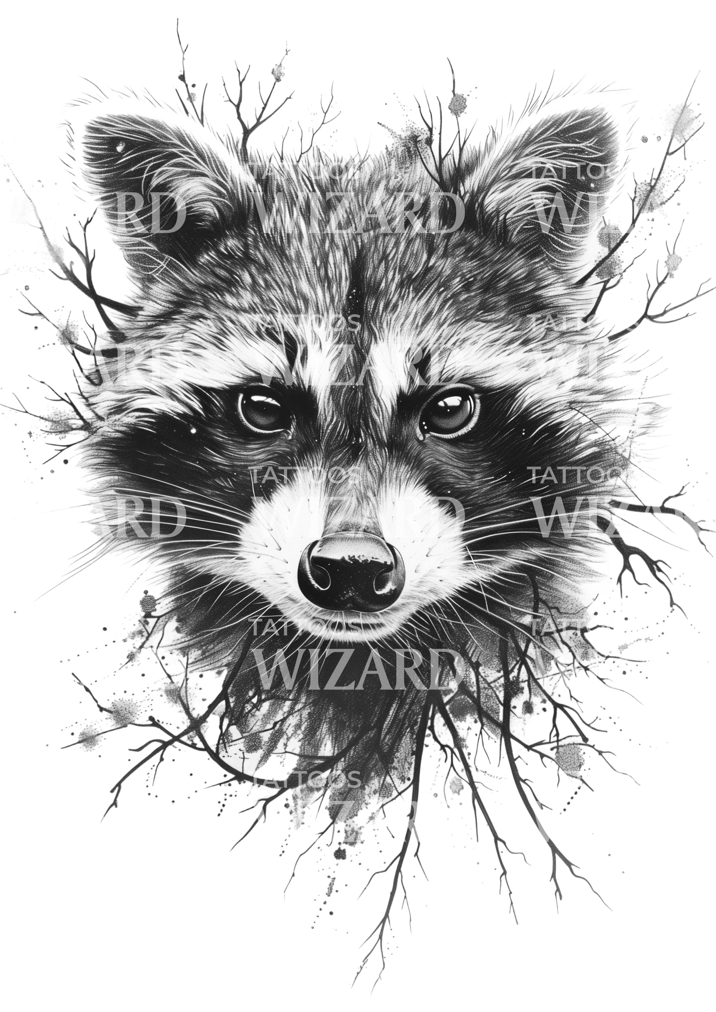 Wild Raccoon Face Tattoo Idea