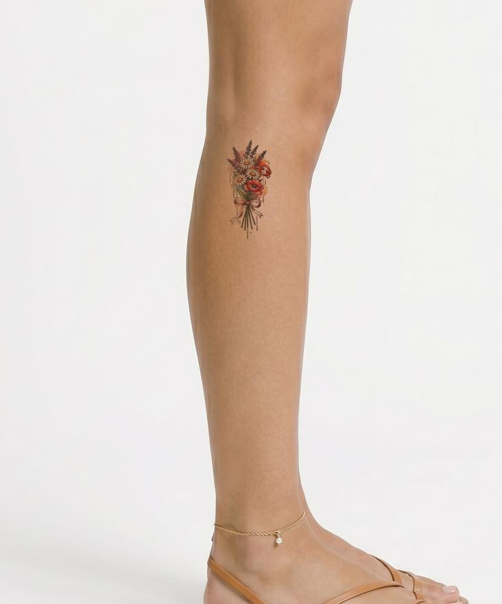 Watercolor Wildflower Bouquet Tattoo Design