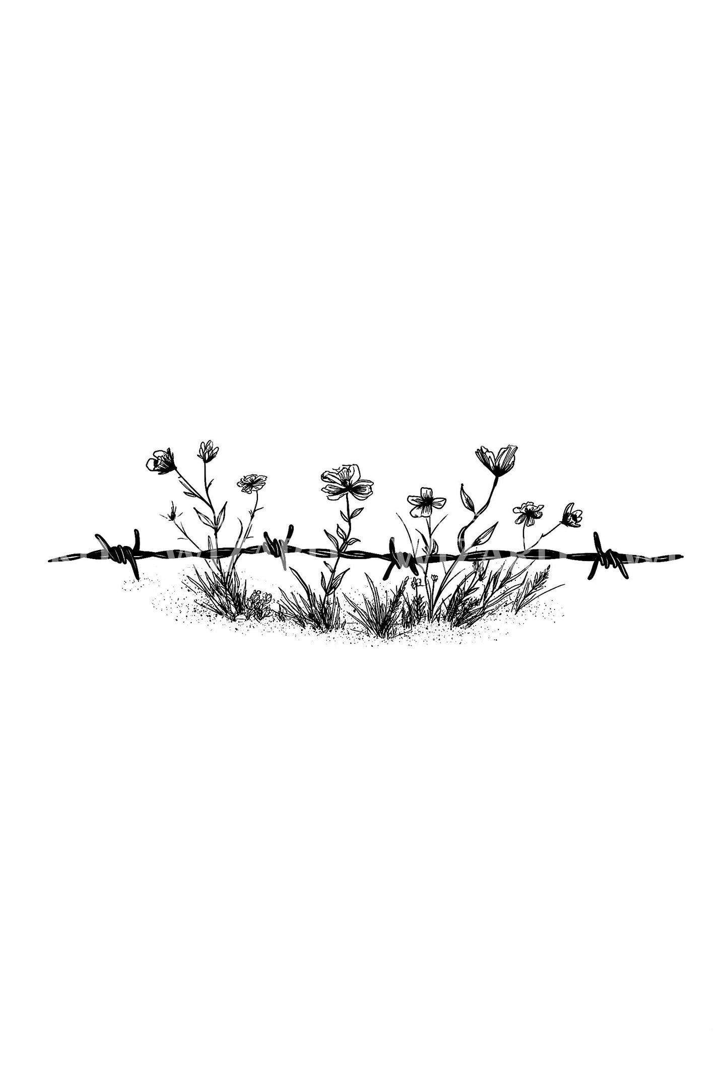 Wildflower Line Divider Tattoo Design