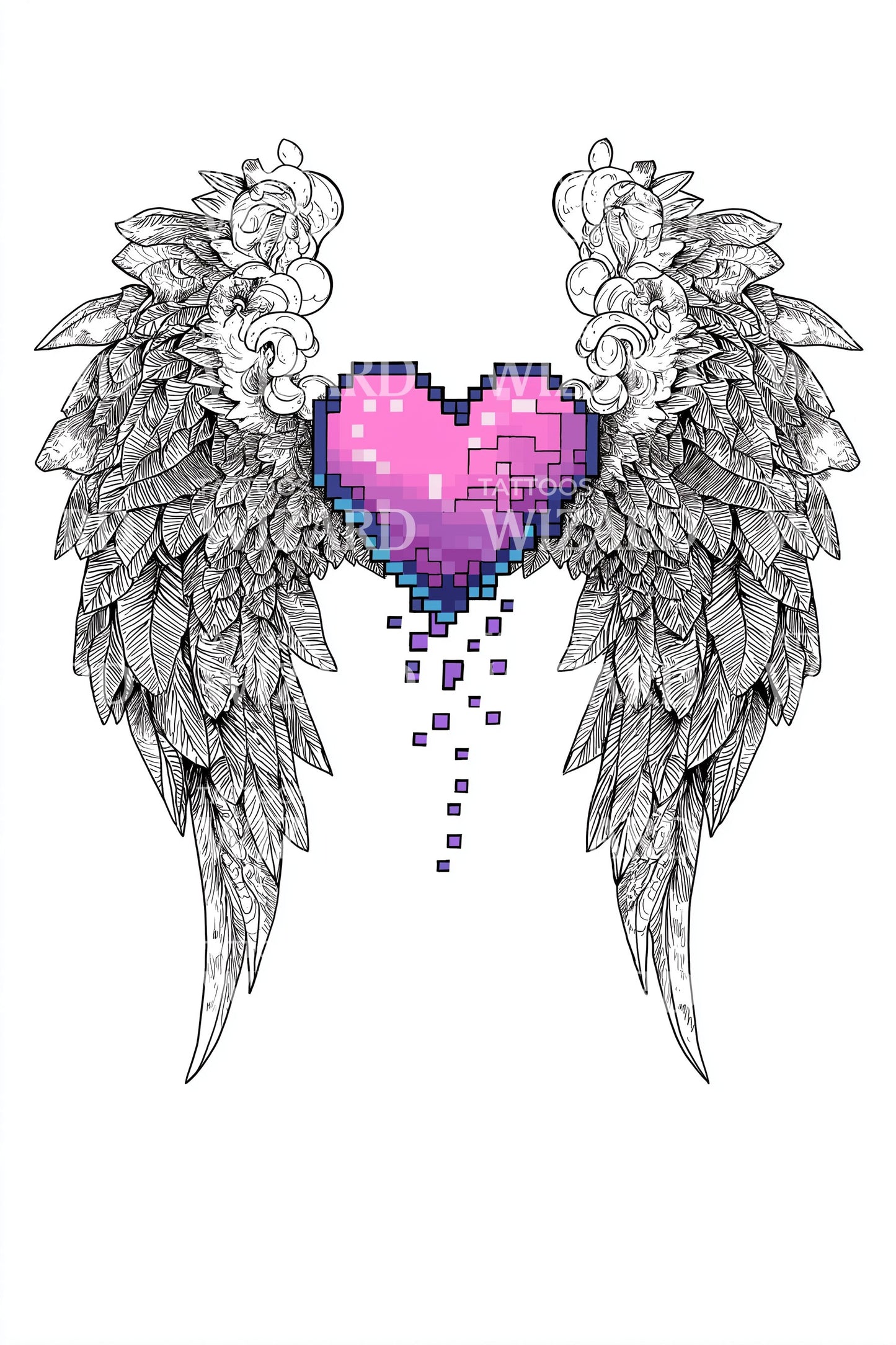 Ideia de Tatuagem de Coração Alado de Amor