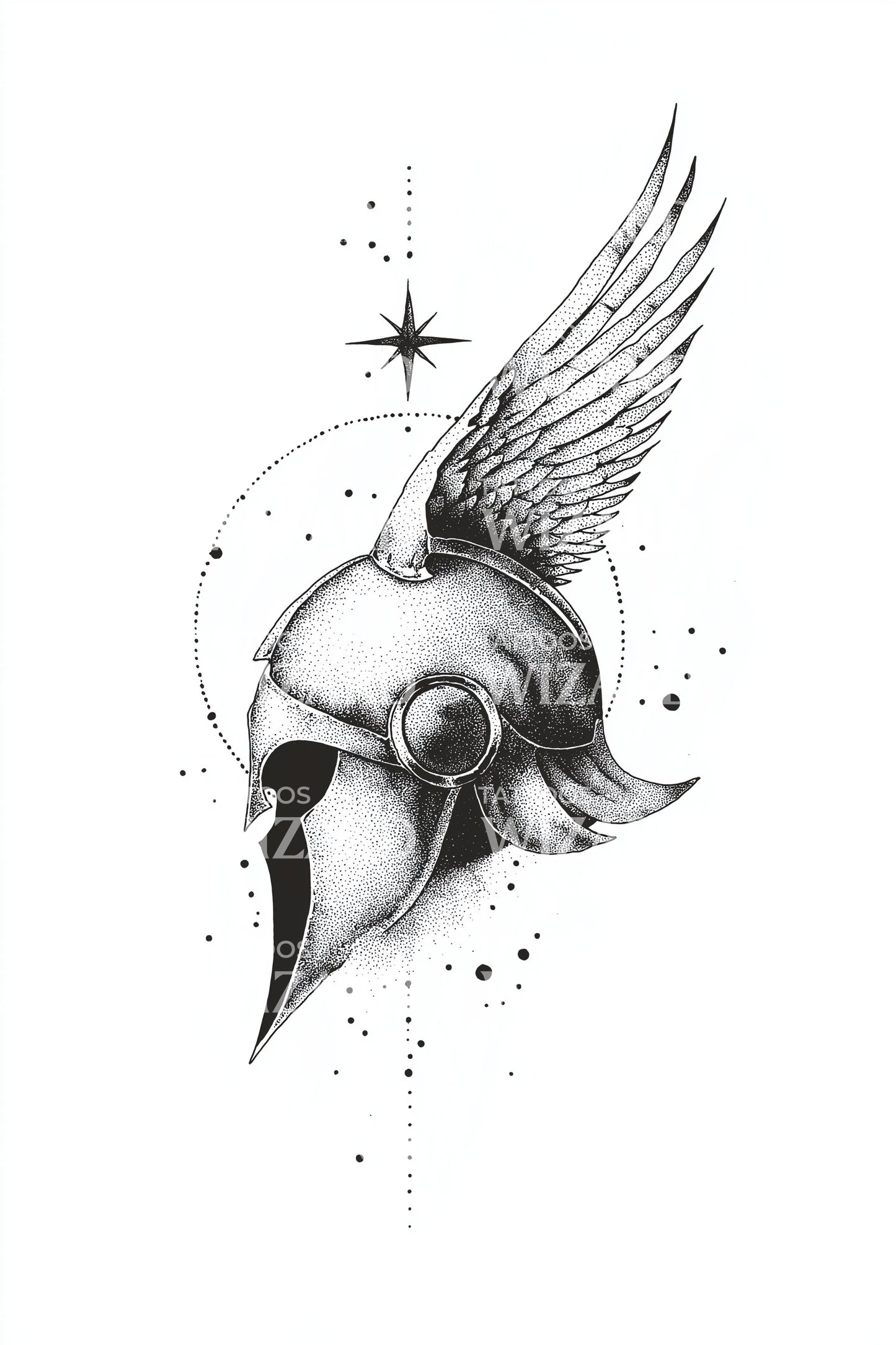 Idea tatuaggio profilo elmo alato