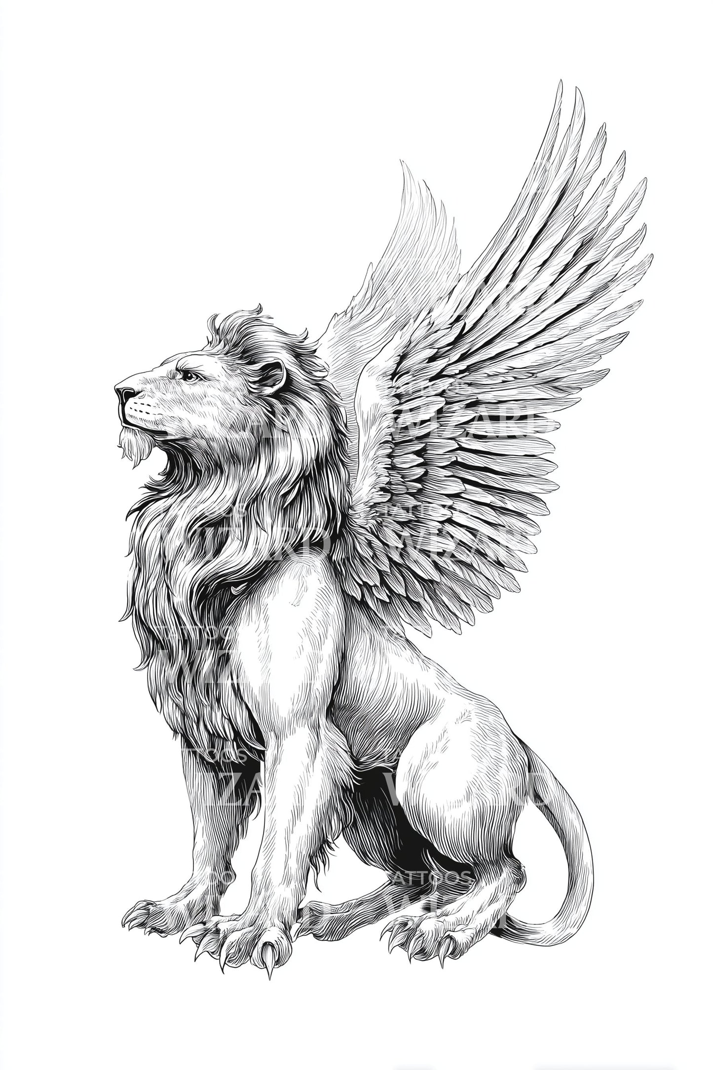 Idea tatuaggio leone alato guardiano