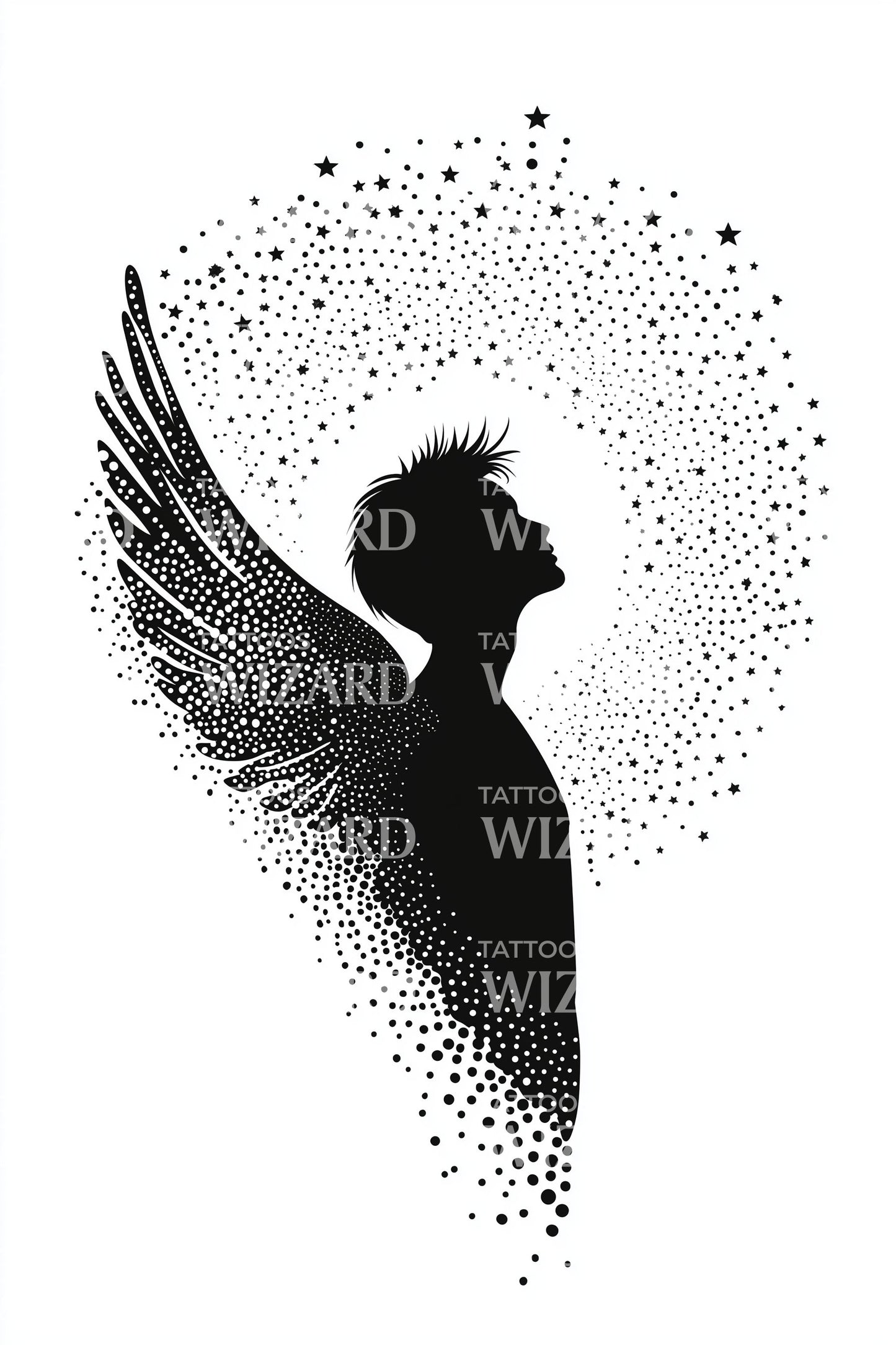 Design del tatuaggio Reverie profilo alato