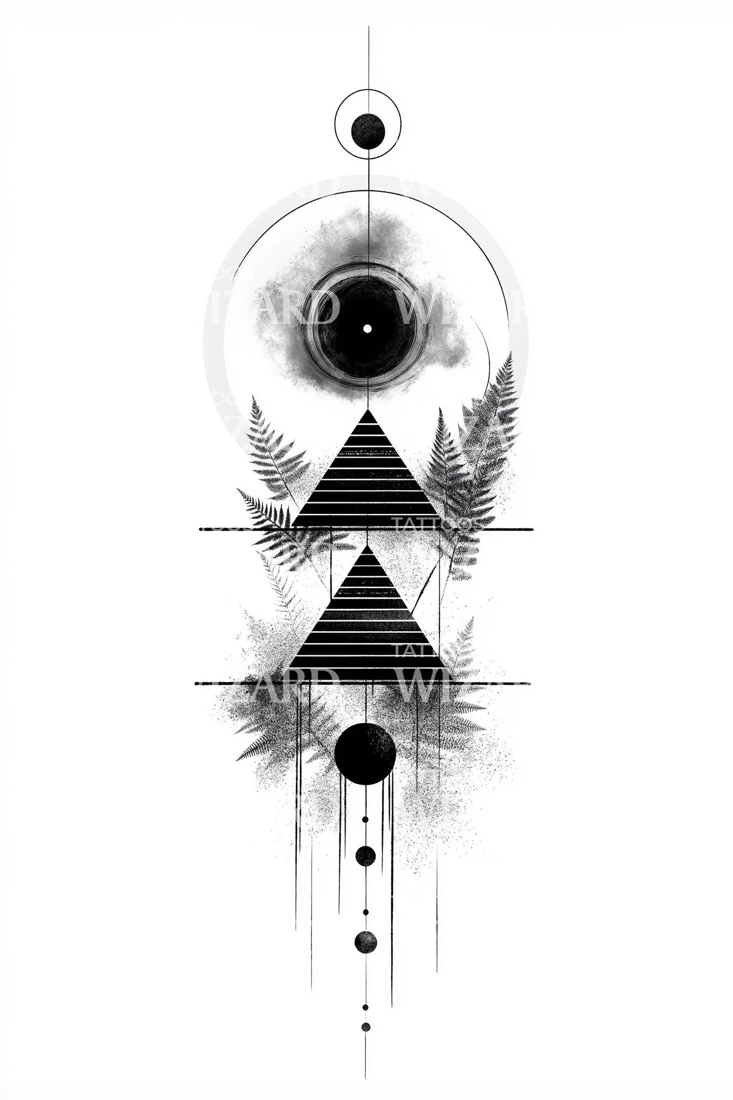 Vingad pyramid solförmörkelse tatuering design