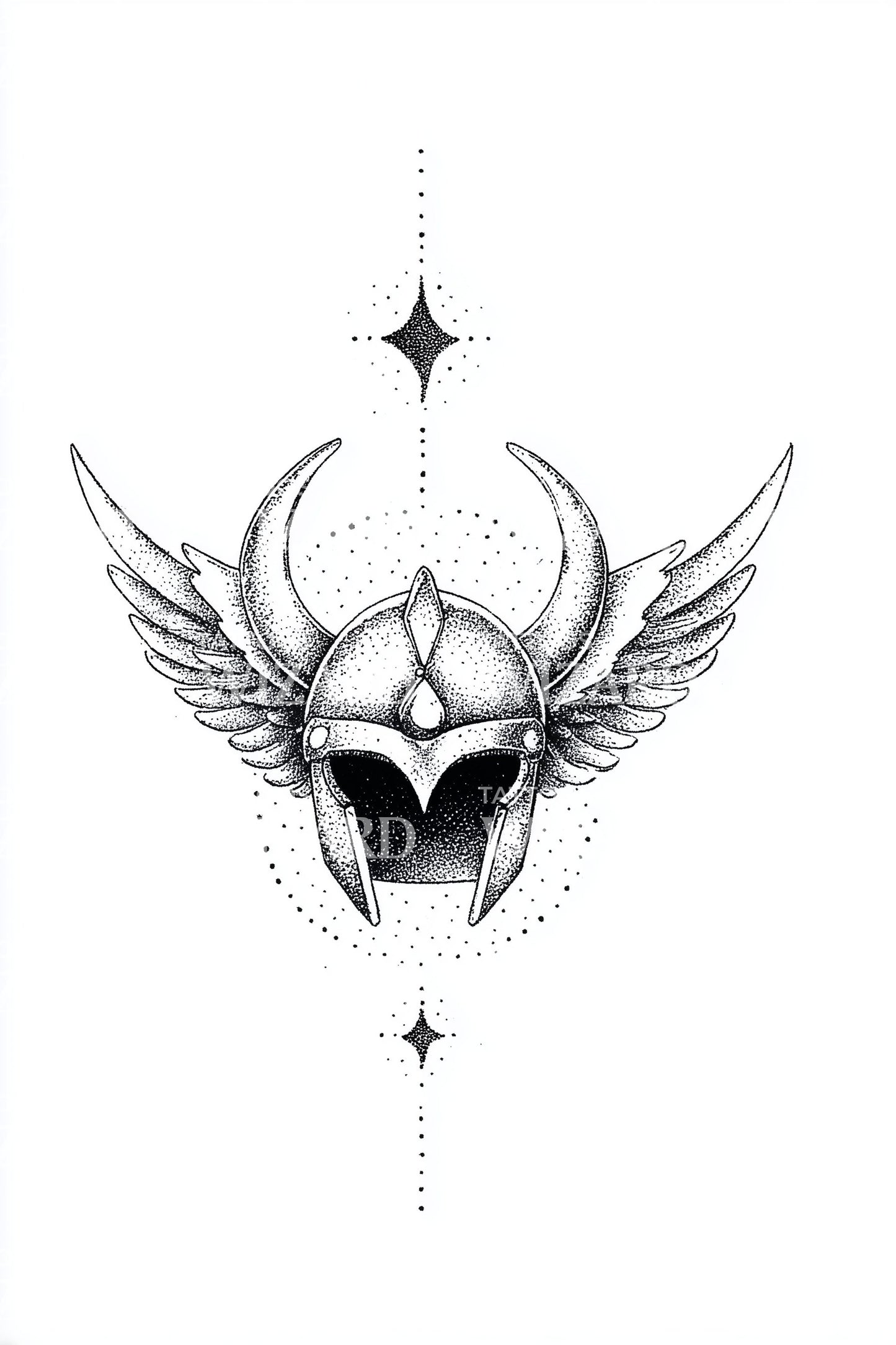 有翼圣甲虫星星纹身设计