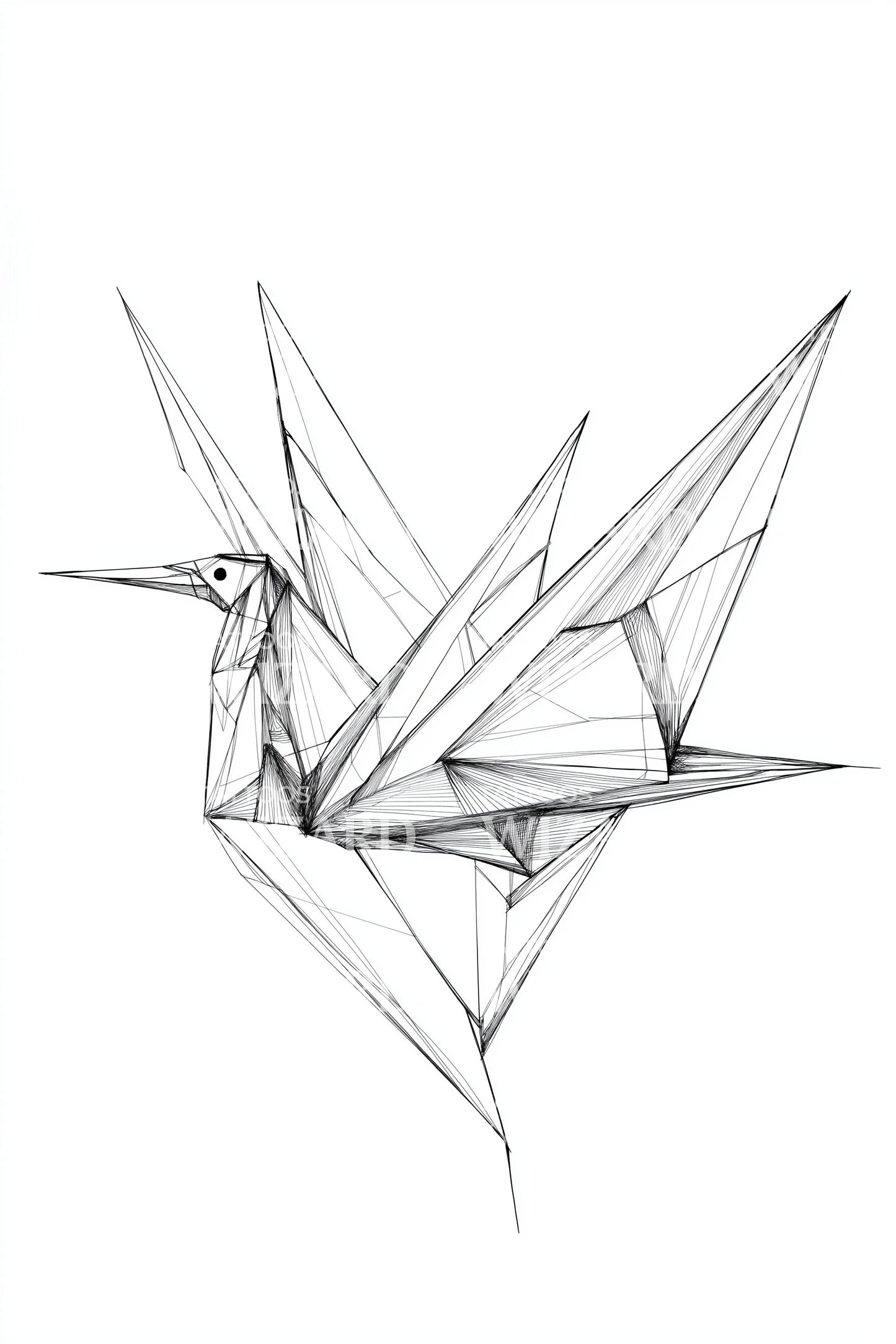 Wireframe Trana Flyg Tatuering Design