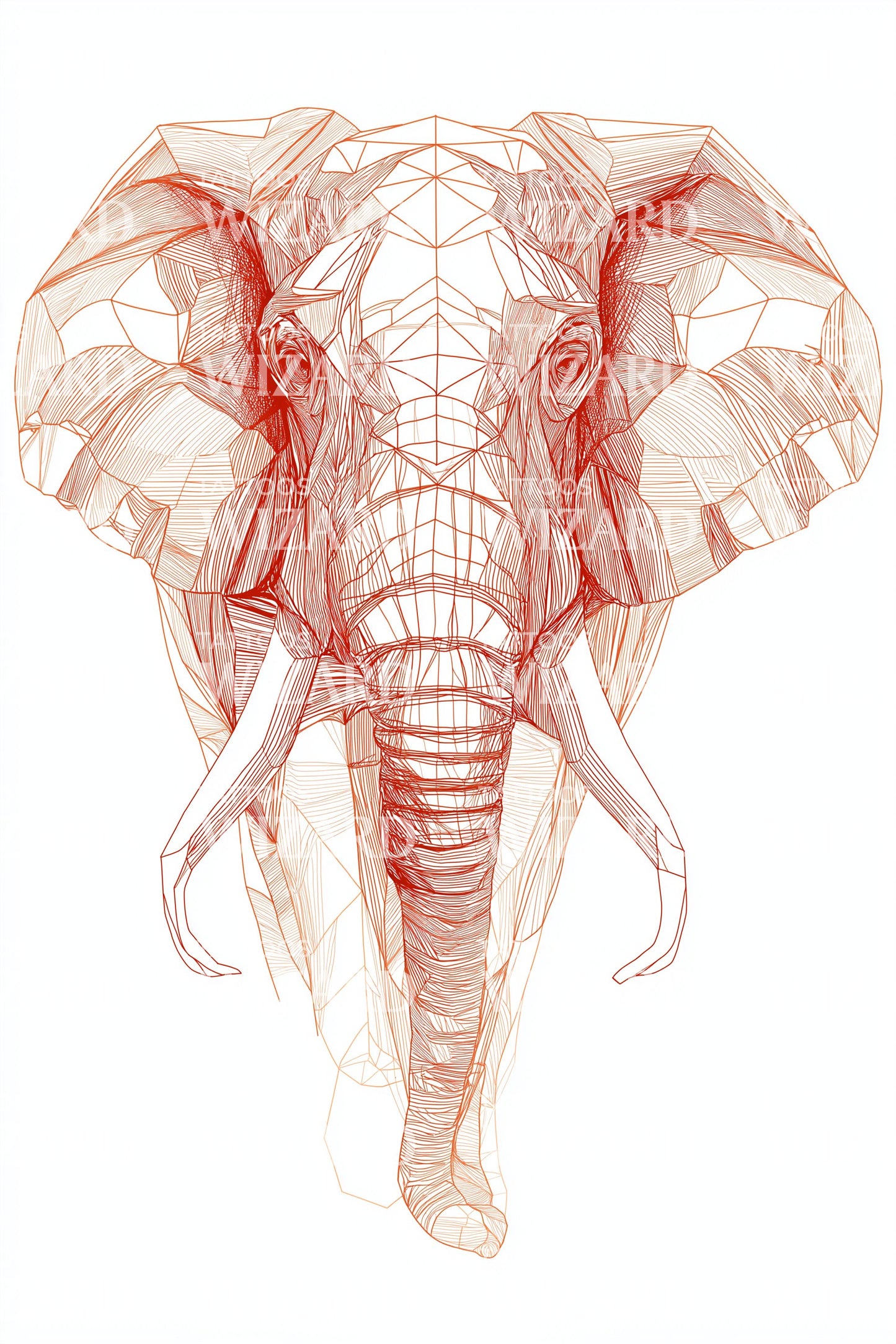 Wireframe Elephant Watercolor Tattoo Illustration