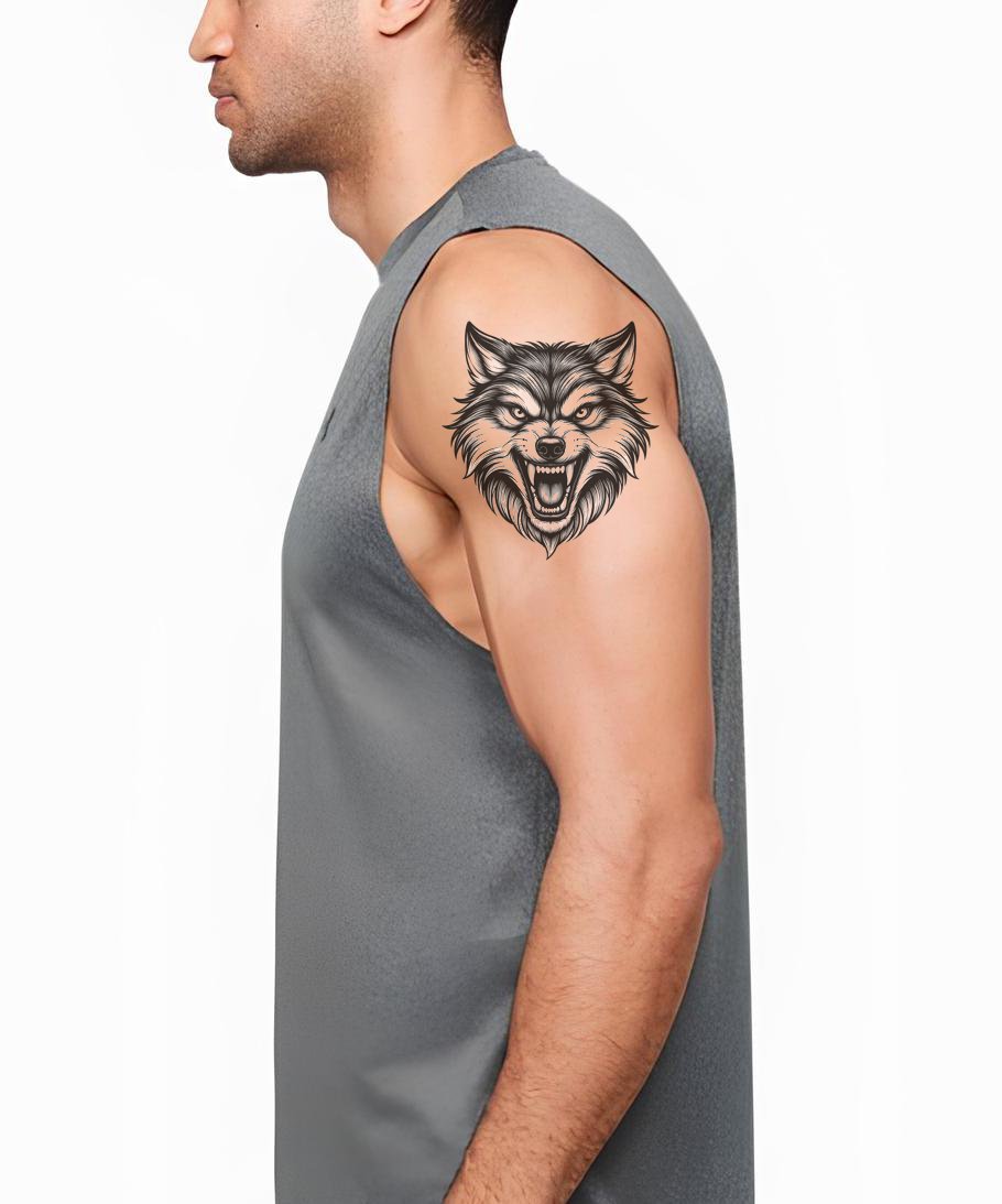 Fierce Wolf Head Tattoo Design