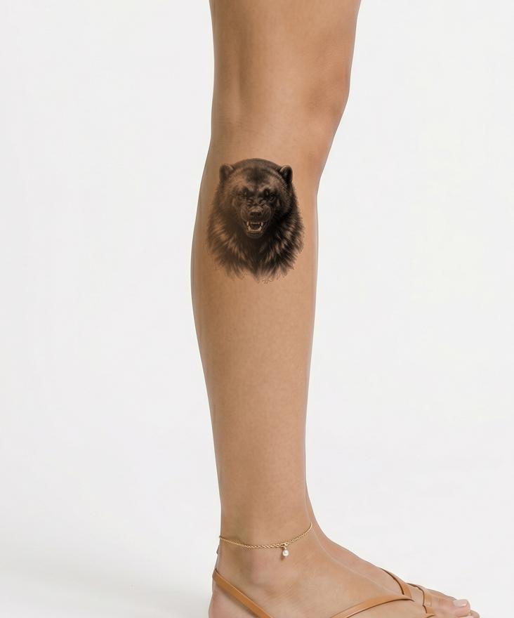 Diseño de tatuaje de glotón en negro y gris