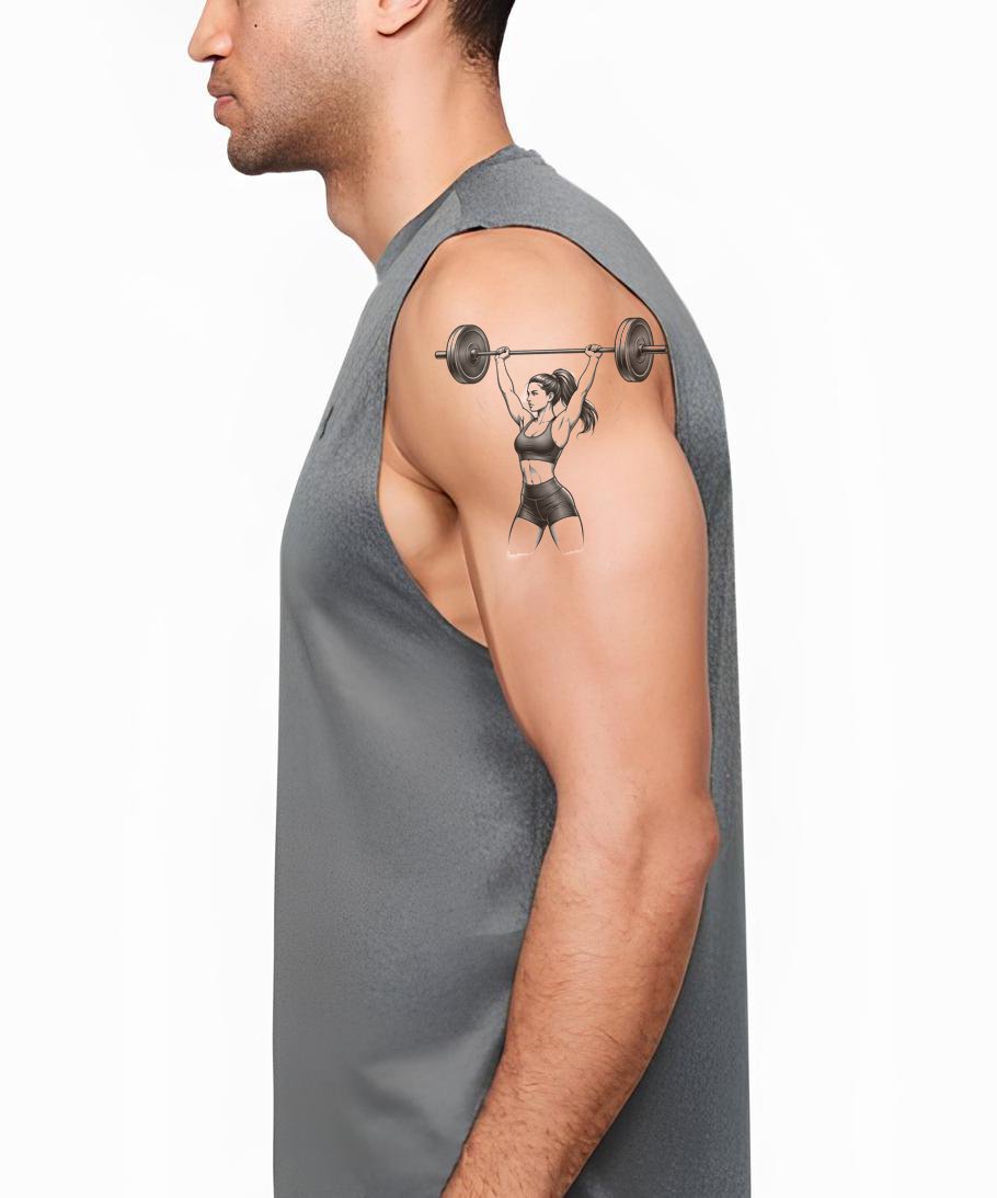 Strong Woman Lift Tattoo Design