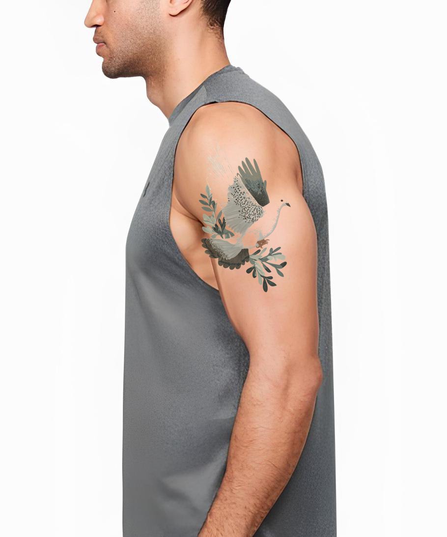 Woodland Pair Doves Tattoo Illustration