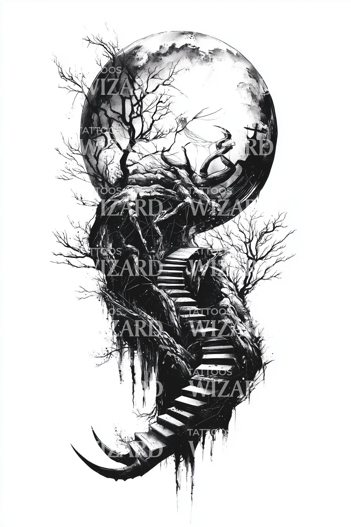 Wraith Wirbelsäulen Schatten Tattoo Design