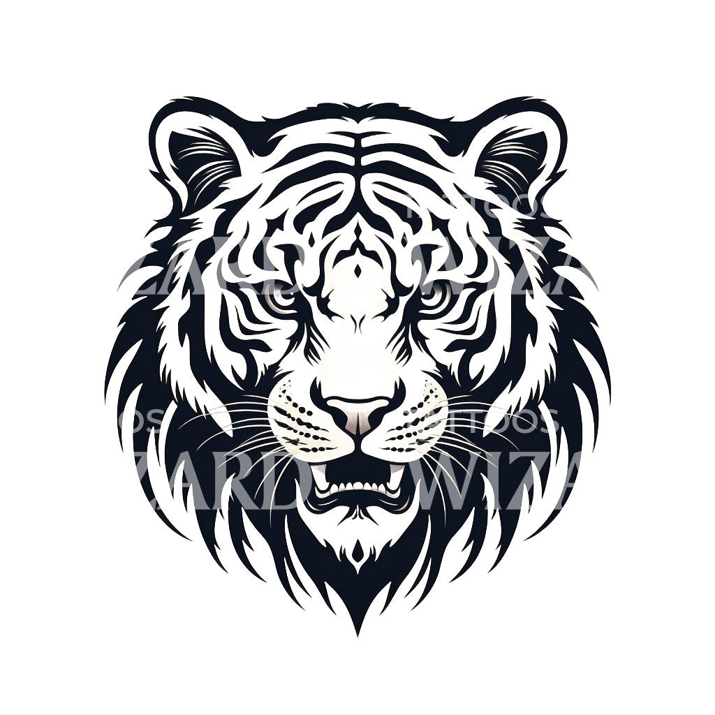 Old School Fierce Tiger Tattoo Design