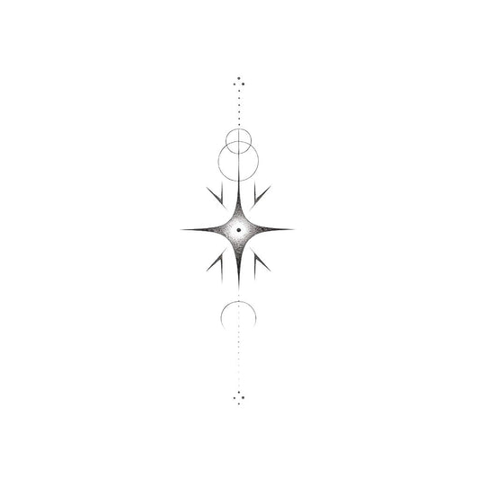 Fineline Abstract Star Composition Tattoo Design