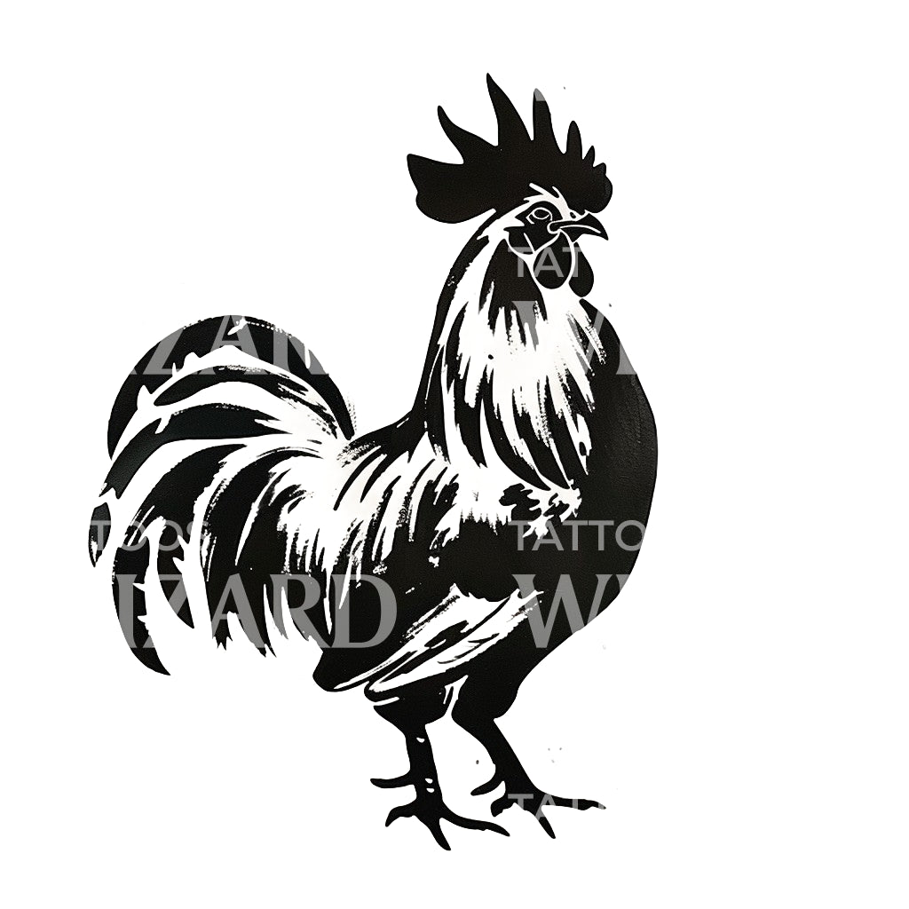 Minimalist Rooster Tattoo Design