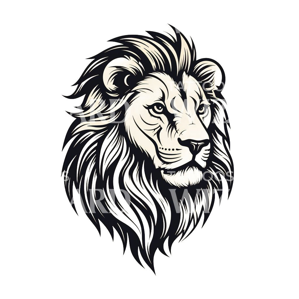 Old School Lion Head Tattoo Design