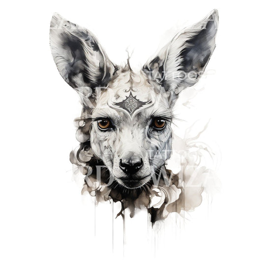 Kangaroo Portrait Tattoo Design