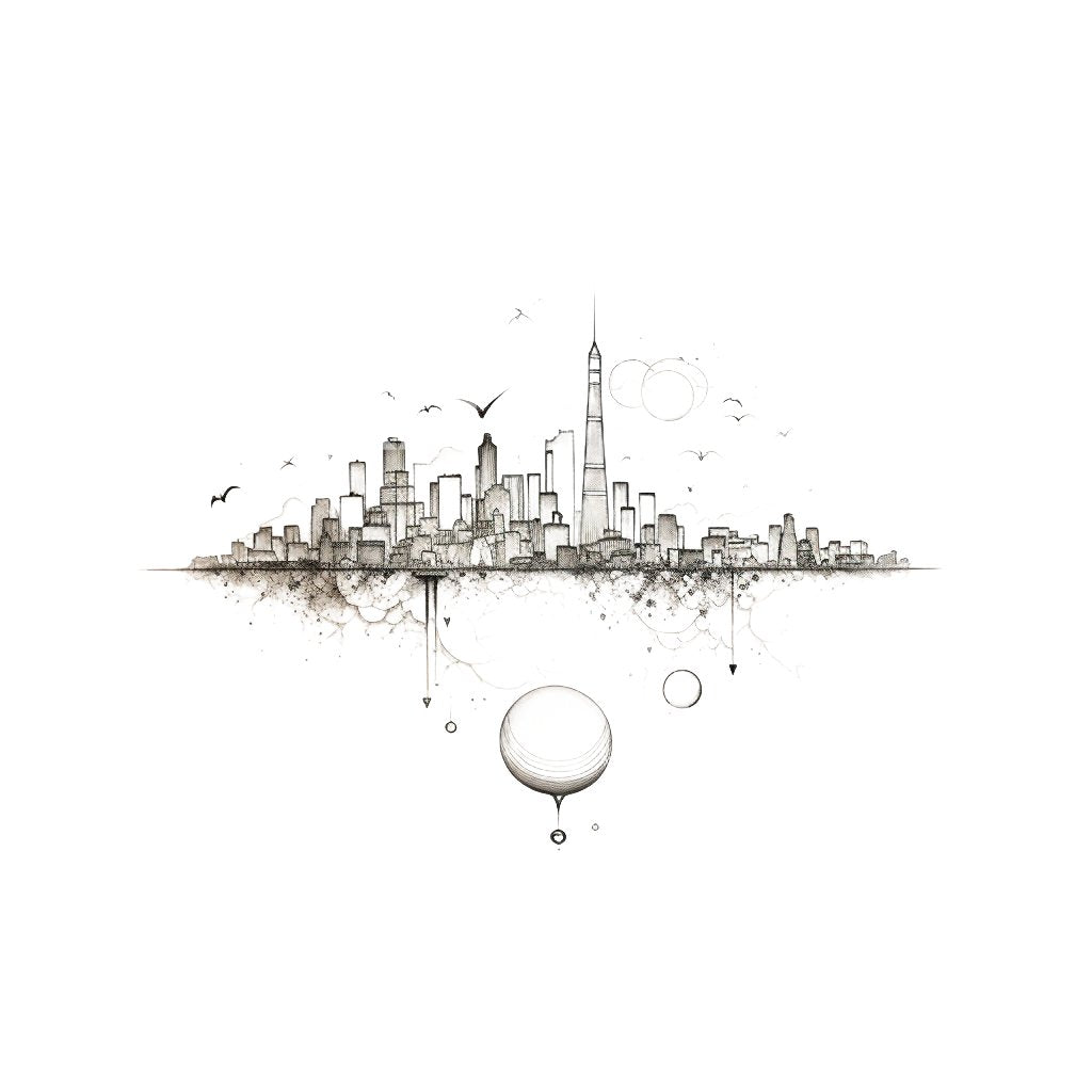 Black and Grey City Outline Tattoo Design – Tattoos Wizard Designs black-and-grey-city-outline-tattoo-design-tattoos-wizard-designs