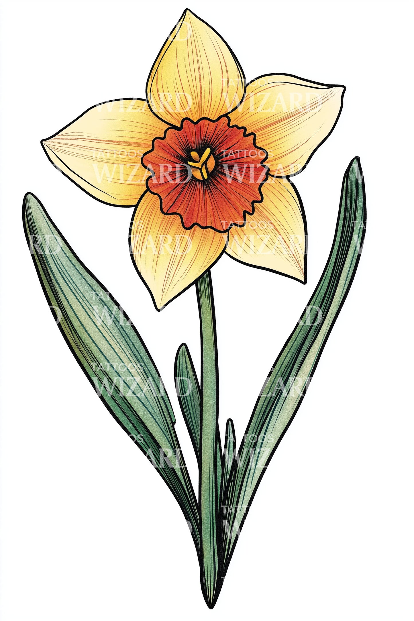 Ideia de Tatuagem de Flor de Narciso Amarelo
