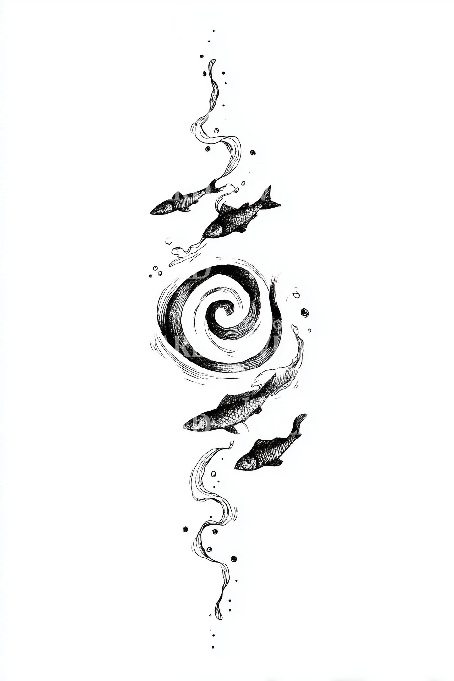 Design Tatuaggio Spirale Koi Yin Yang