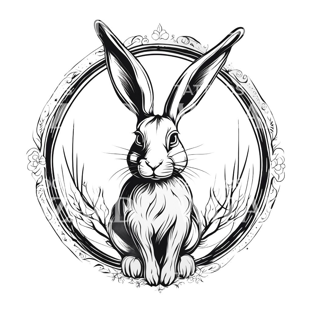 Rabbit Circle Tattoo Design