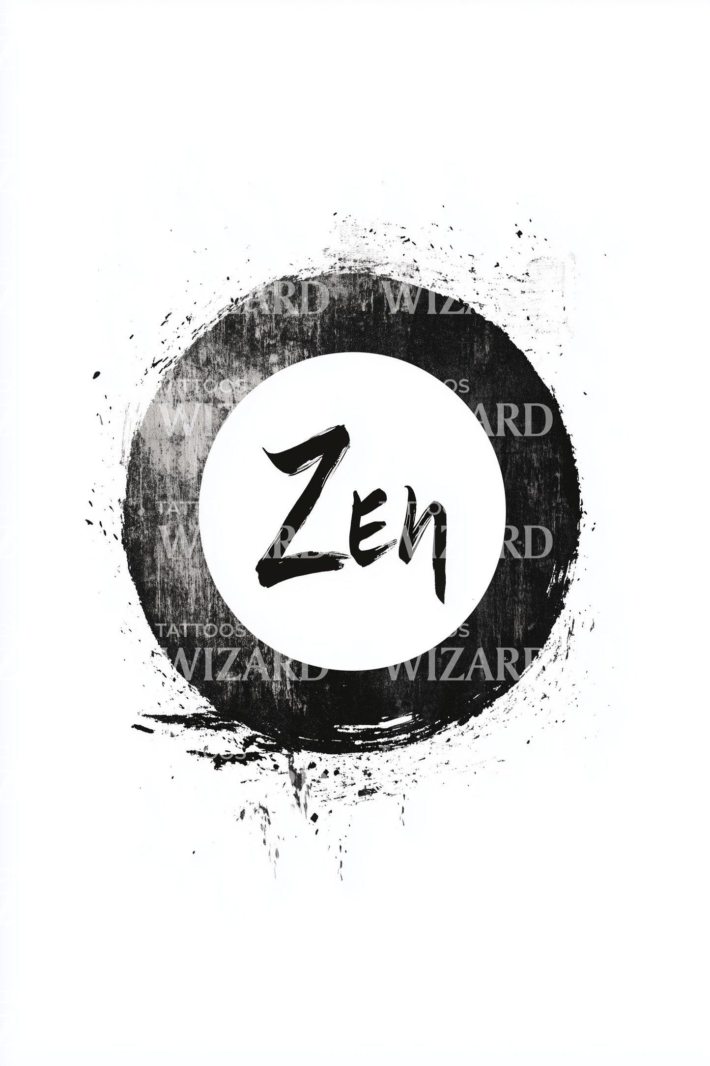 Zen Brush Circle Tattoo Illustration