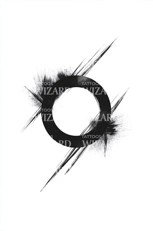 Zen bläckpensel cirkeltatuering design