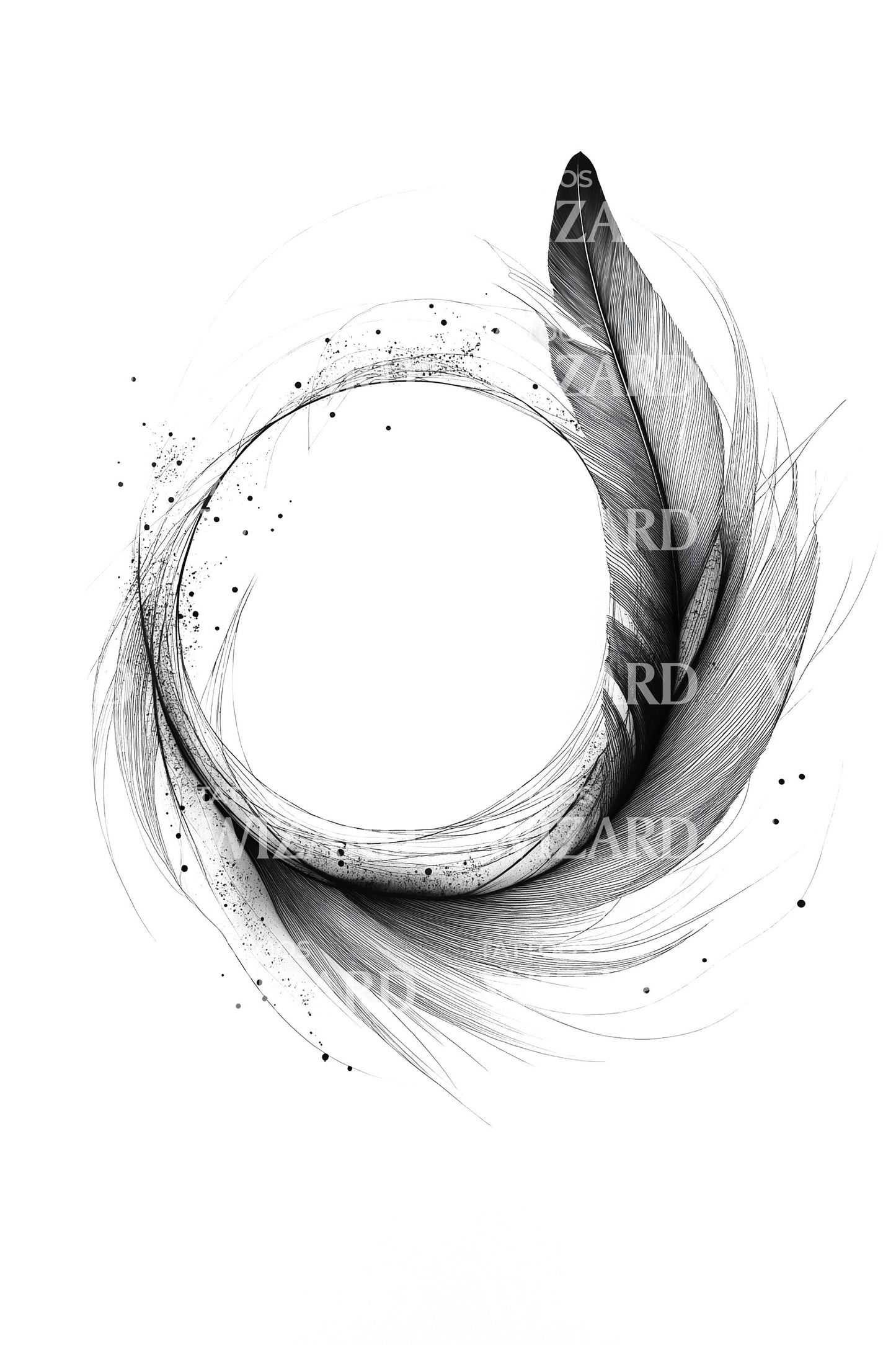 Zen Ink Circle Feather Tattoo Design
