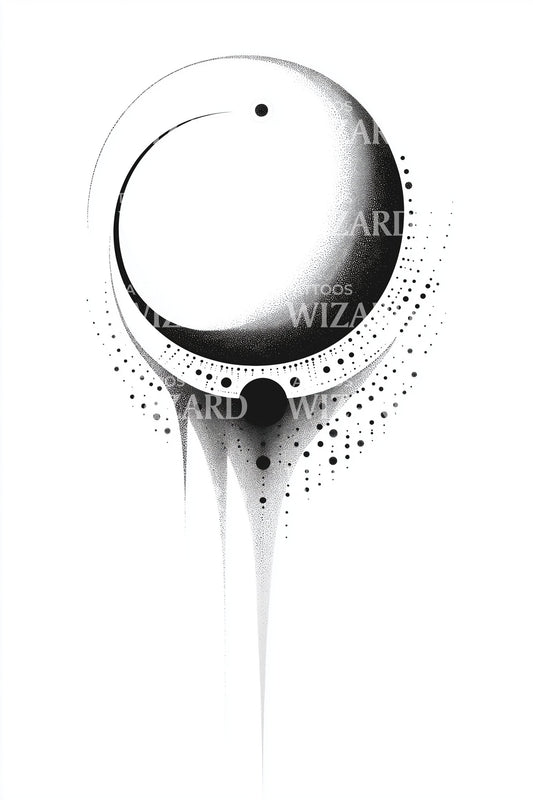Zen Moon Drip Tattoo Design