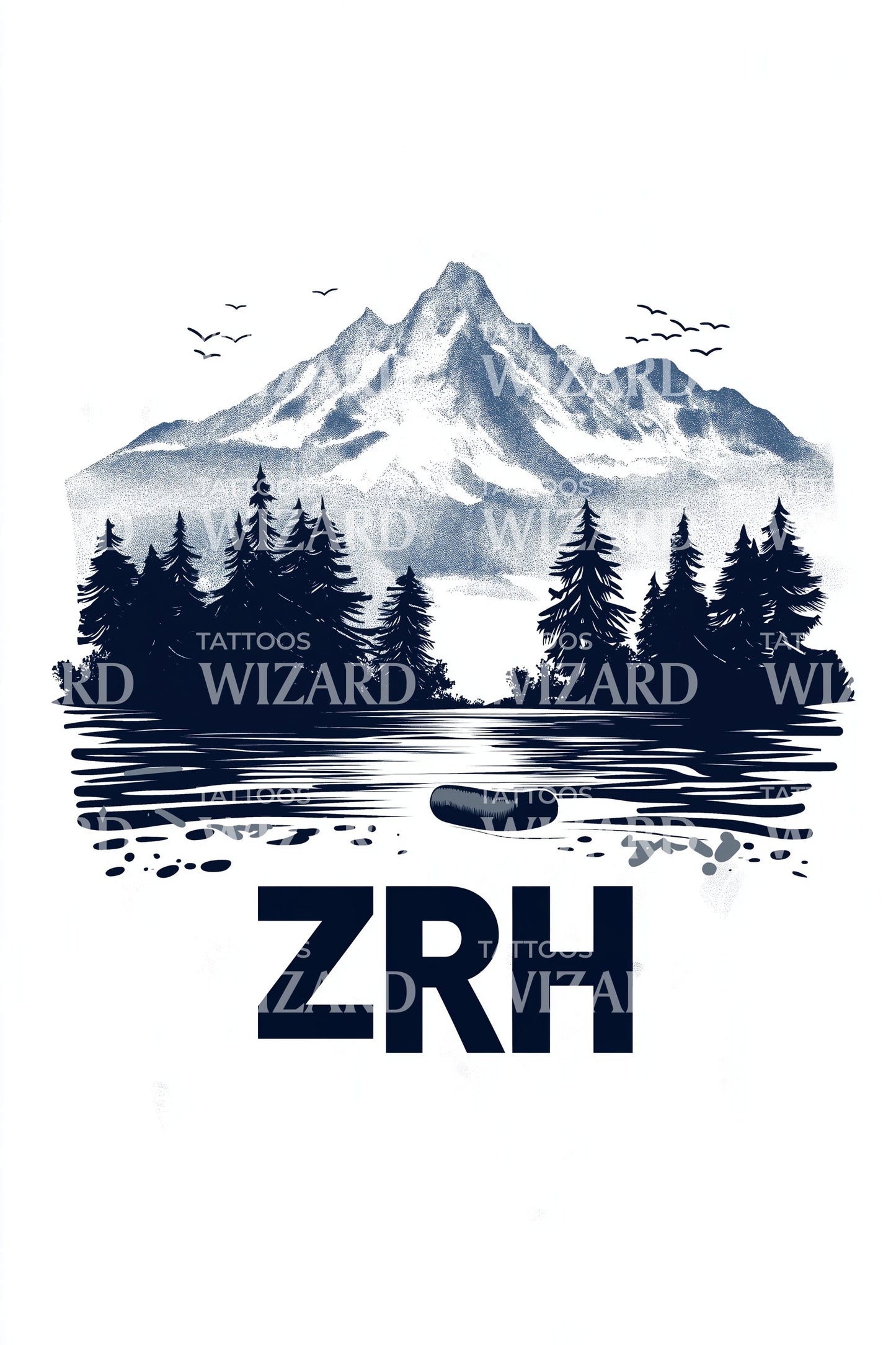 Zurich Mountain Pines Tattoo Design