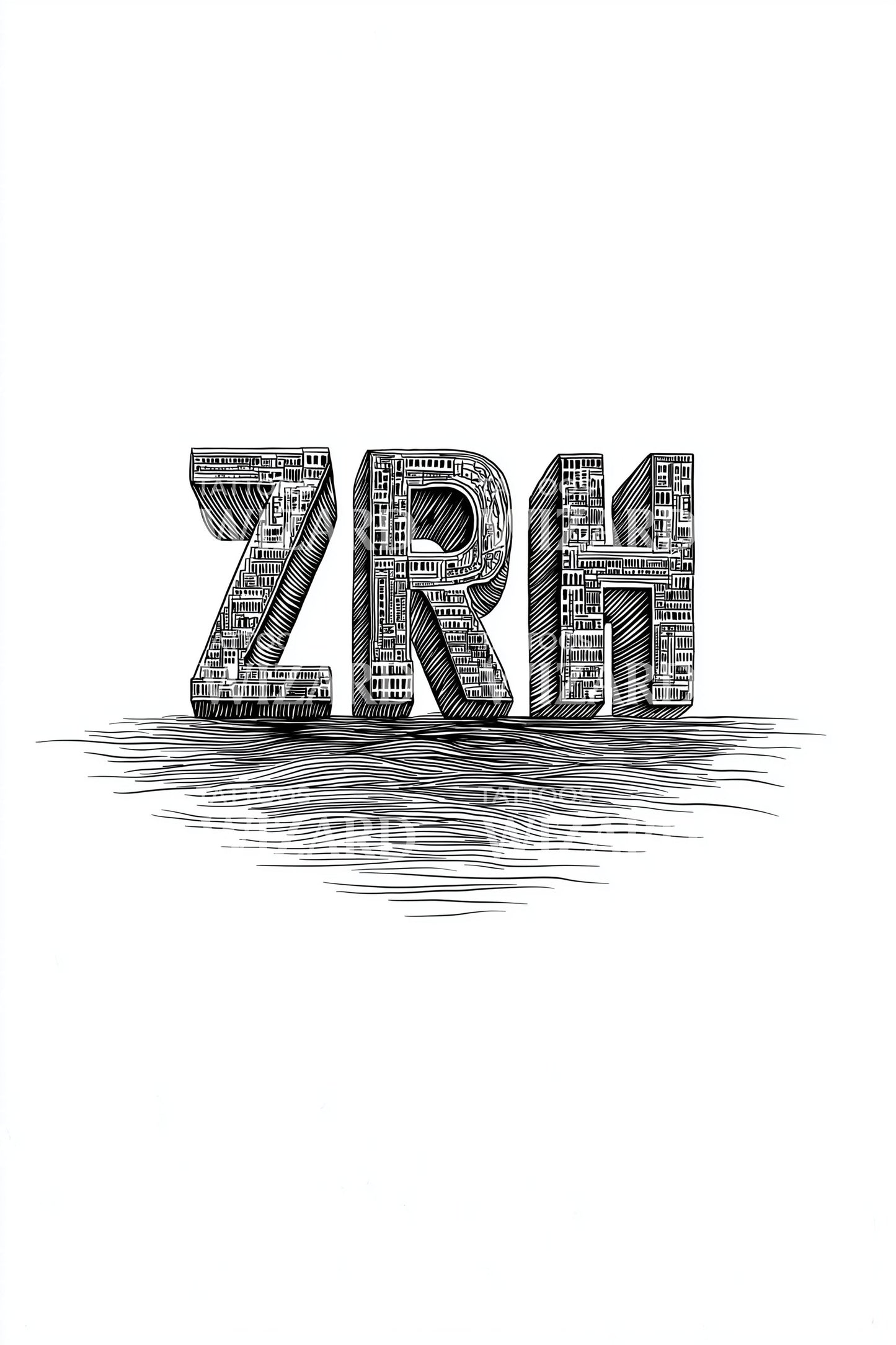 Zurich ZRH Lake Tattoo Design