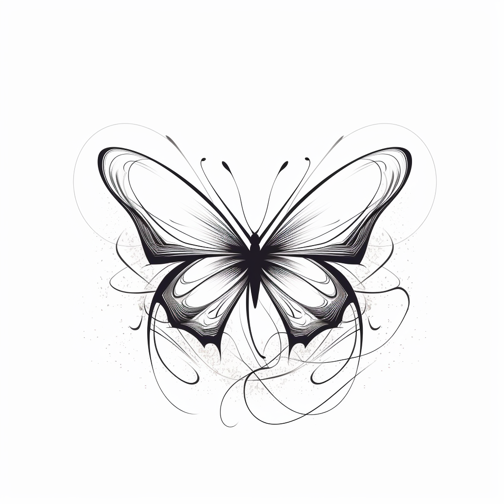 fineline butterfly tattoo design