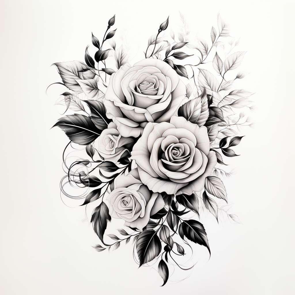 Black and Grey Rose Tattoo Design – Tattoos Wizard Designs