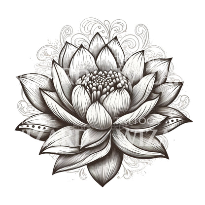 Sketch Lotus Flower Tattoo Design