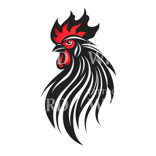 Tattoo-Design im Hahn-Logo-Stil