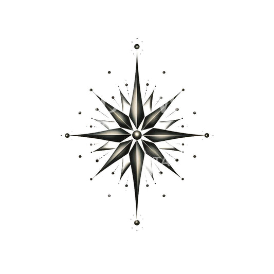 Compass Star Blackwork Tattoo Design