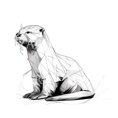 Geometric Cute Otter Tattoo Design