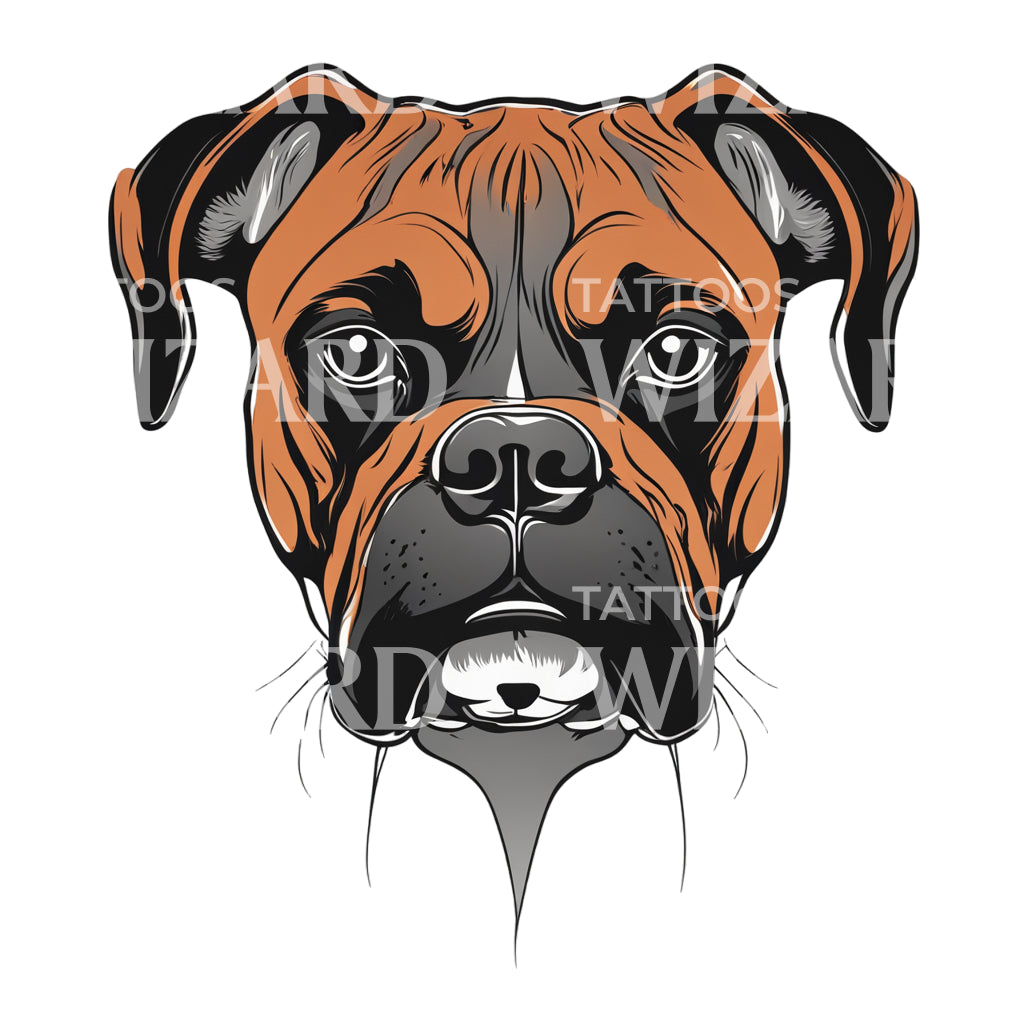 Boxer Dog Head Tattoo Design