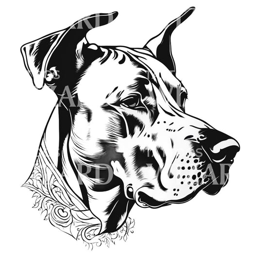 Tattoo-Design mit Hundekopf der Deutschen Dogge