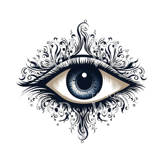 Swirly Blue Eye Tattoo Design