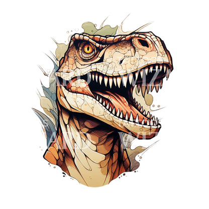 New School T-Rex Dinosaur Tattoo Design