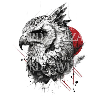 Geometric Nightbird Tattoo Design