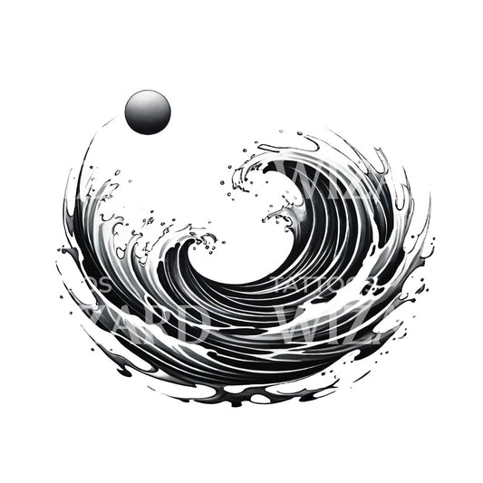 Minimalistic Wave Tattoo Design