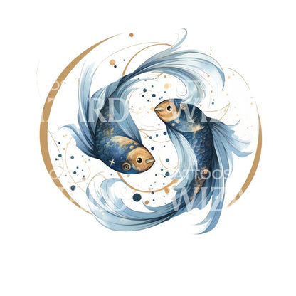 Pisces Zodiac Sign Tattoo Design