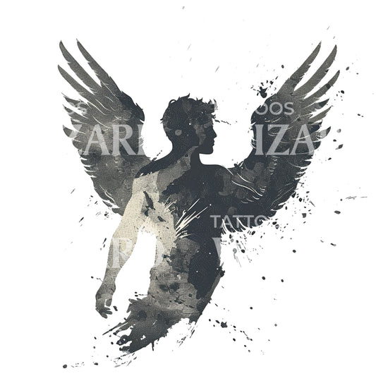 Ethereal Winged Icarus Tattoo Design