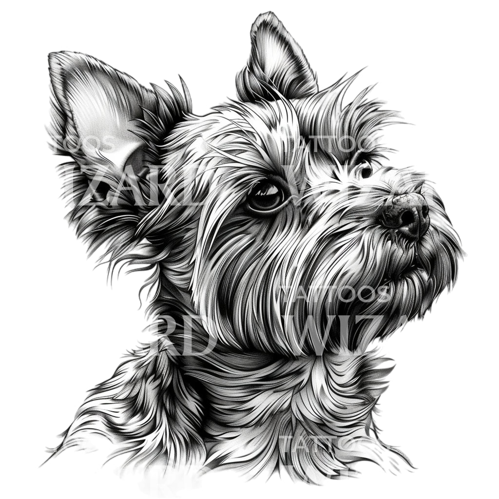 Schwarz-weißes Yorkshire Terrier Tattoo-Design