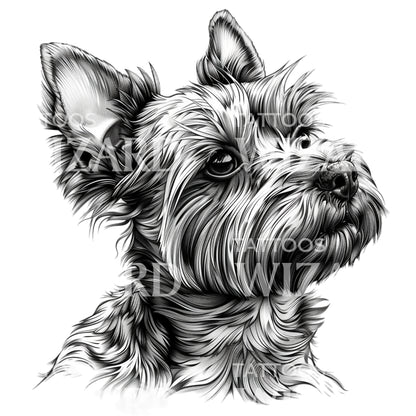 Black and White Yorkshire Terrier Tattoo Design