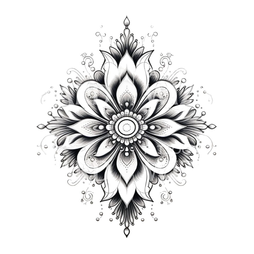 Ornamentales Blumen-Mandala-Tattoo-Design