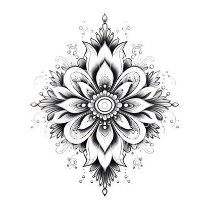 Ornamental Flower Mandala Tattoo Design
